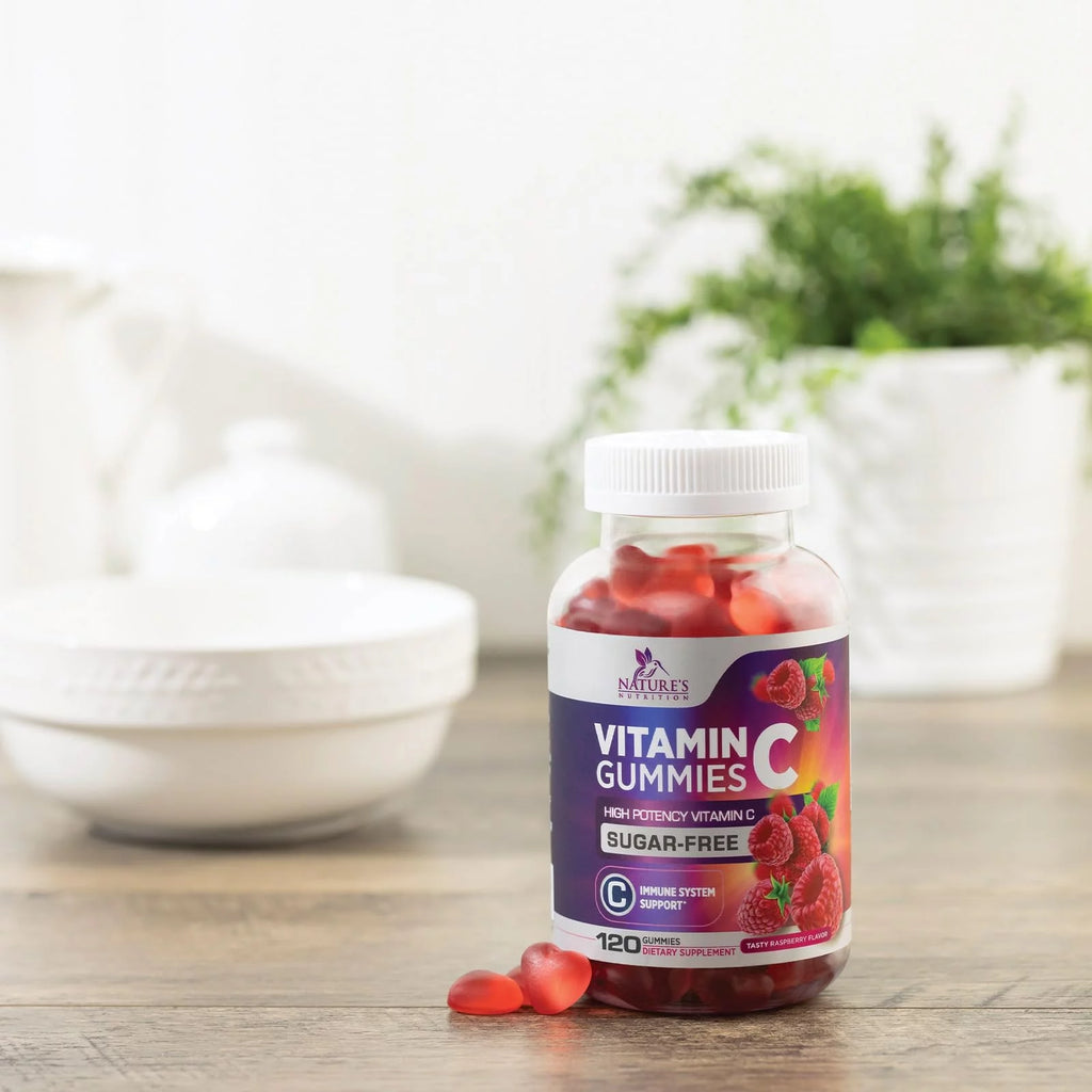 Sugar Free Vitamin C Gummies - Vegan, Non-GMO, Dairy & Gluten Free - Raspberry Flavor - 120 Count T449596