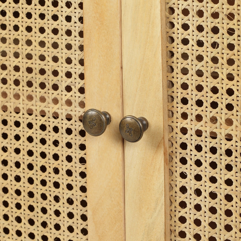 2 Door Mango Wood Cabinet with Wicker Caning W524583