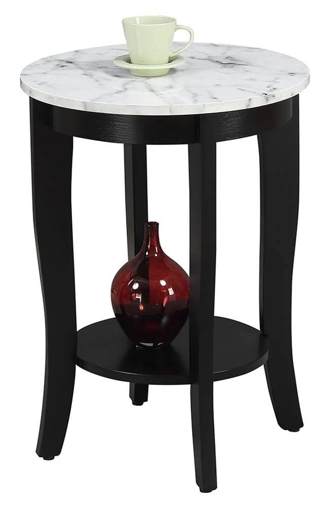 White Faux Marble Round End Table G870