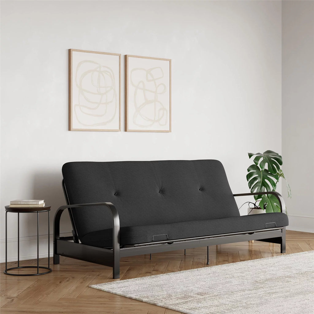 6-Inch Full Black Linen Futon Mattress O75352