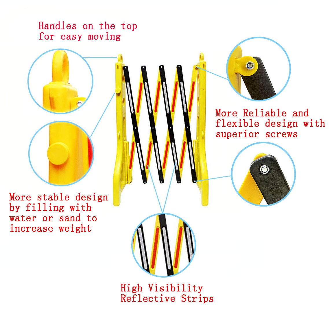 Expandable Mobile Barricade 2 Packs with 13 Feet Yellow Plastic Barrier Chain I6320
