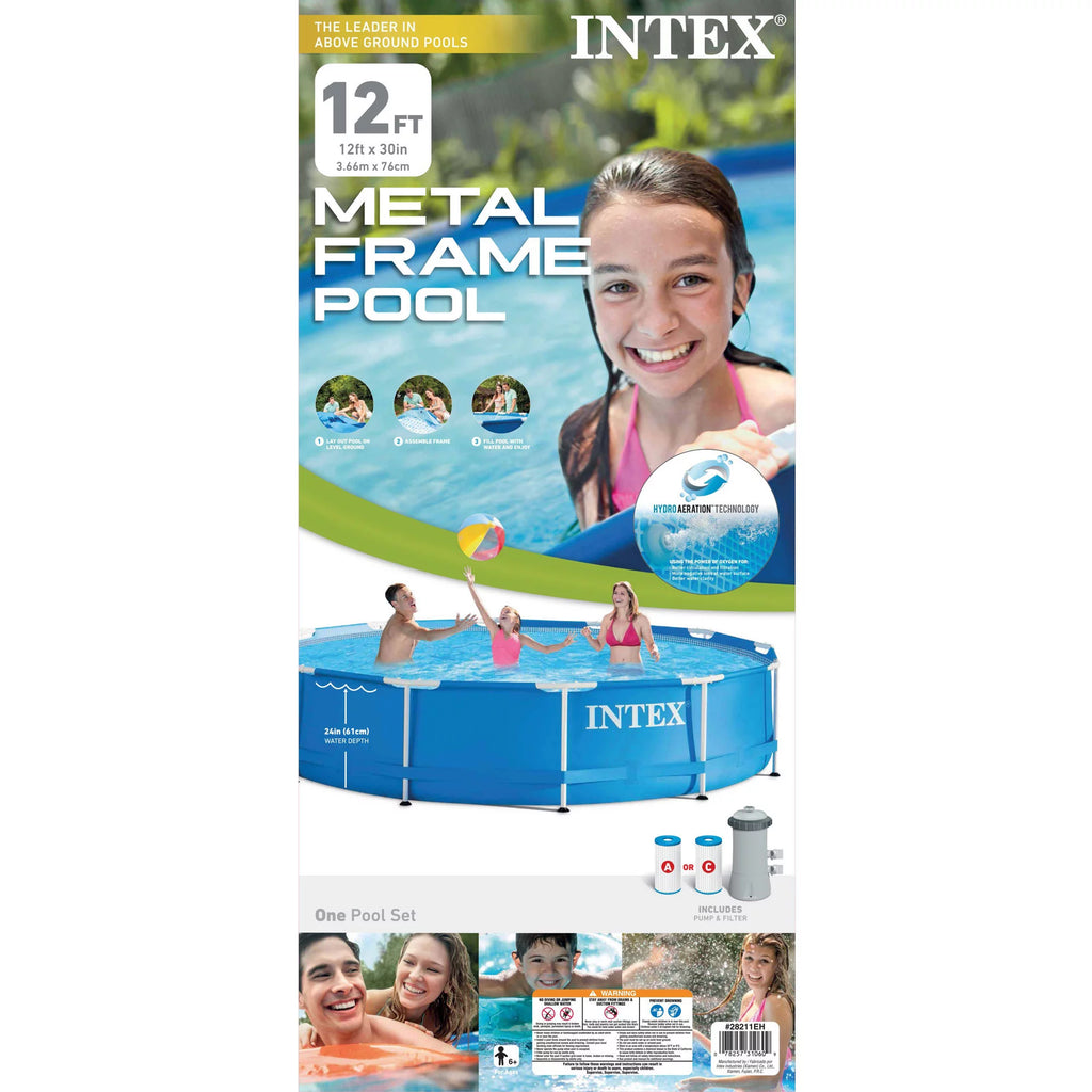 12' x 30" Metal Frame Above Ground Swimming Pool with Filter Pump V81117