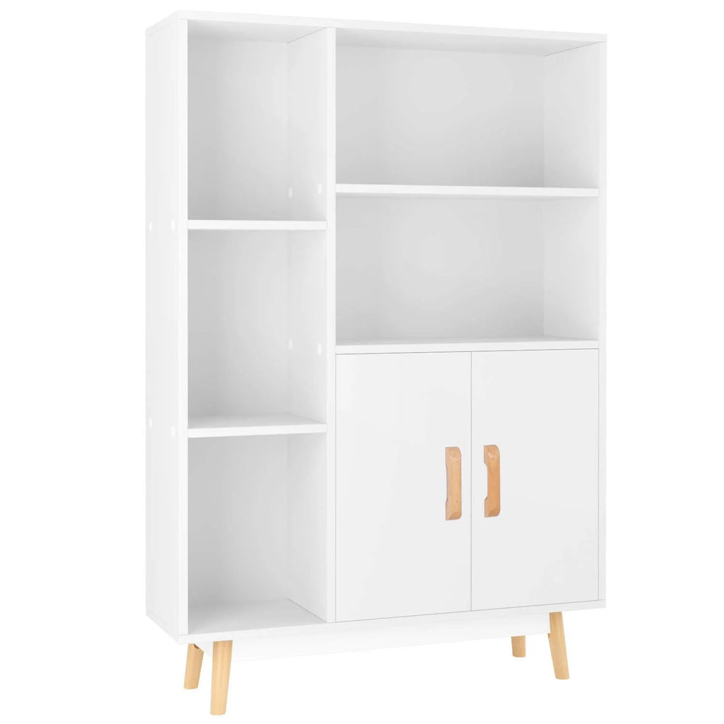 5 Cube White Bookcase with Door W888