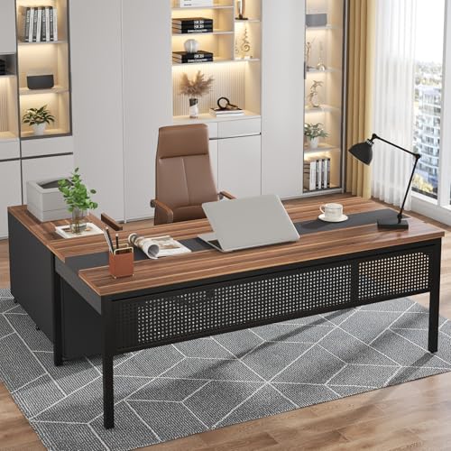 70.8" L-Shaped Computer Desk and File Cabinet Combo with Drawers and Shelves I7313