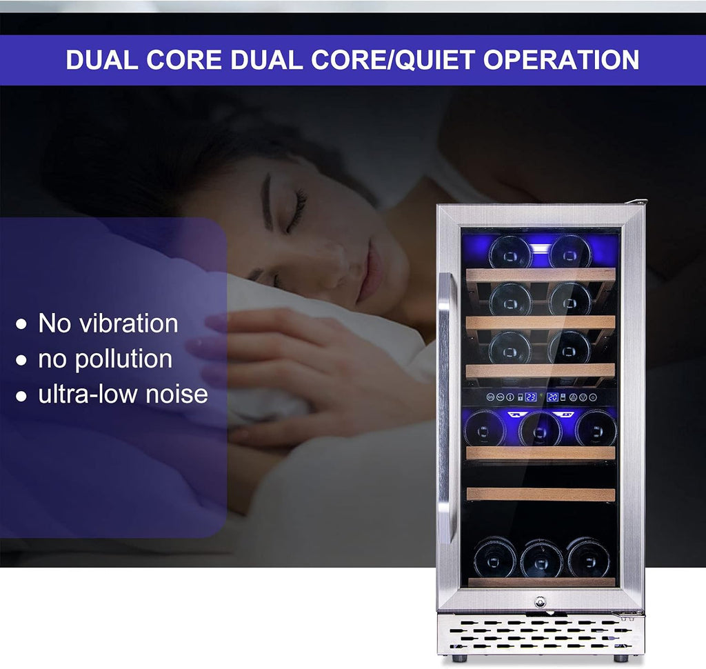 32 Bottle Dual Zone Wine Cooler Refrigerator with Glass Door U66623