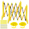 Expandable Mobile Barricade 2 Packs with 13 Feet Yellow Plastic Barrier Chain I6320