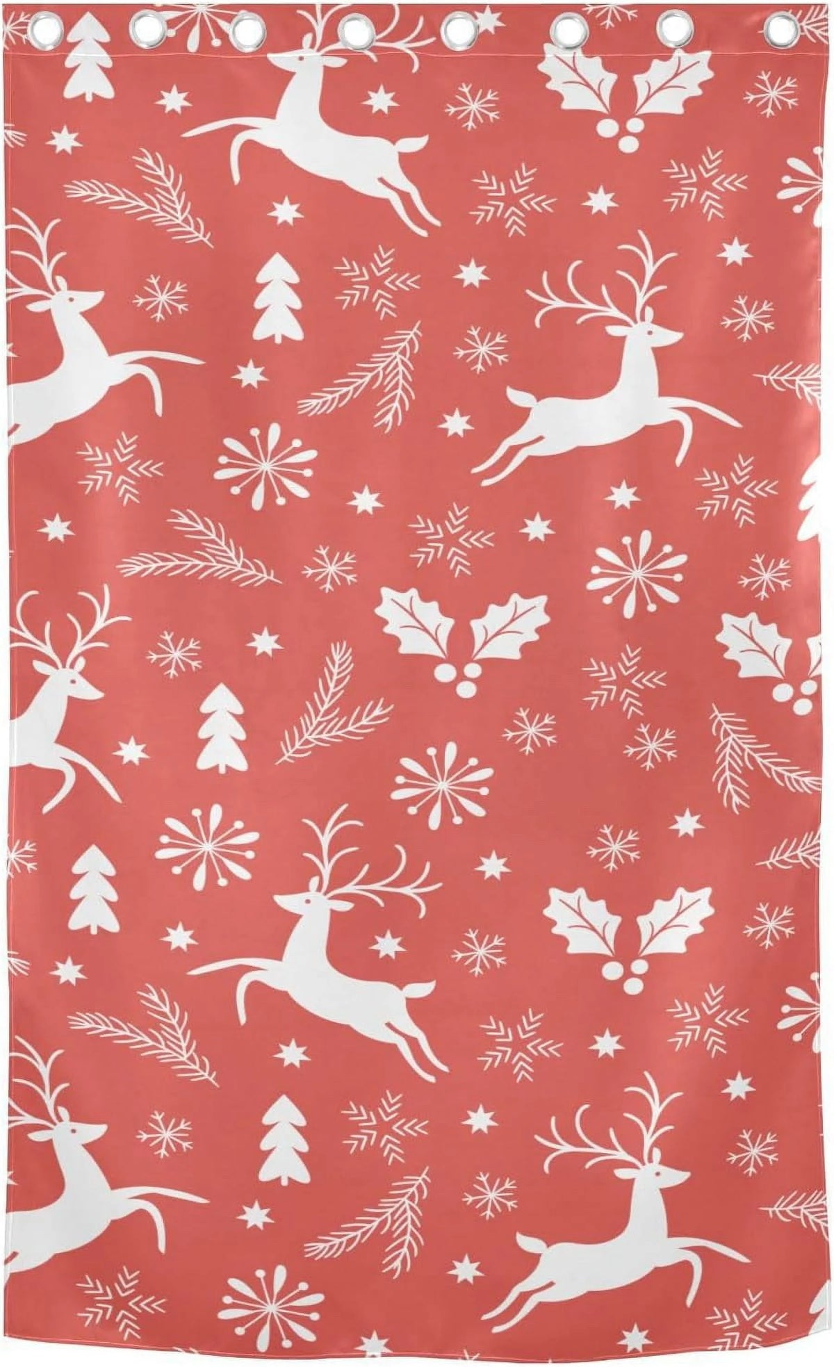 Black 84 Inch Length Christmas Reindeer Pattern Curtains P739108