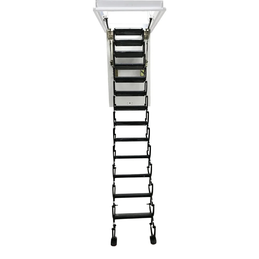 Black Titanium-Magnesium Alloy Attic Ceiling Ladder Stairs G7782