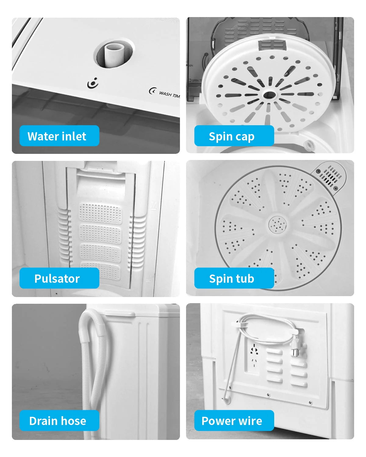 Portable 26lbs Twin Tub Compact Semi-automatic Washing Machine Z900529