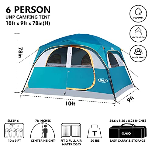 6 Person Waterproof Double Layer Family Camping Tent M35605