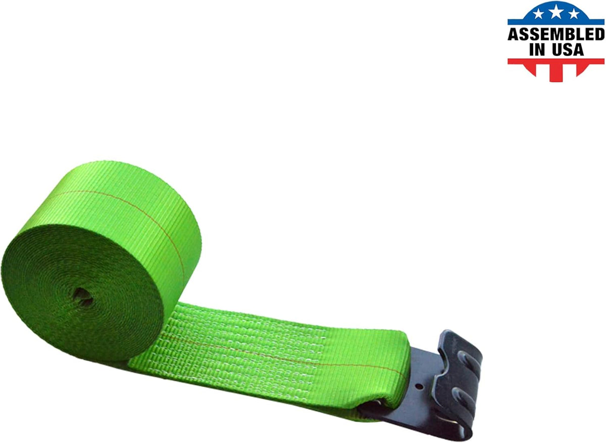 4 Pack Yellow Heavy Duty Tie-Down Winch Strap with Flat Hooks B954098