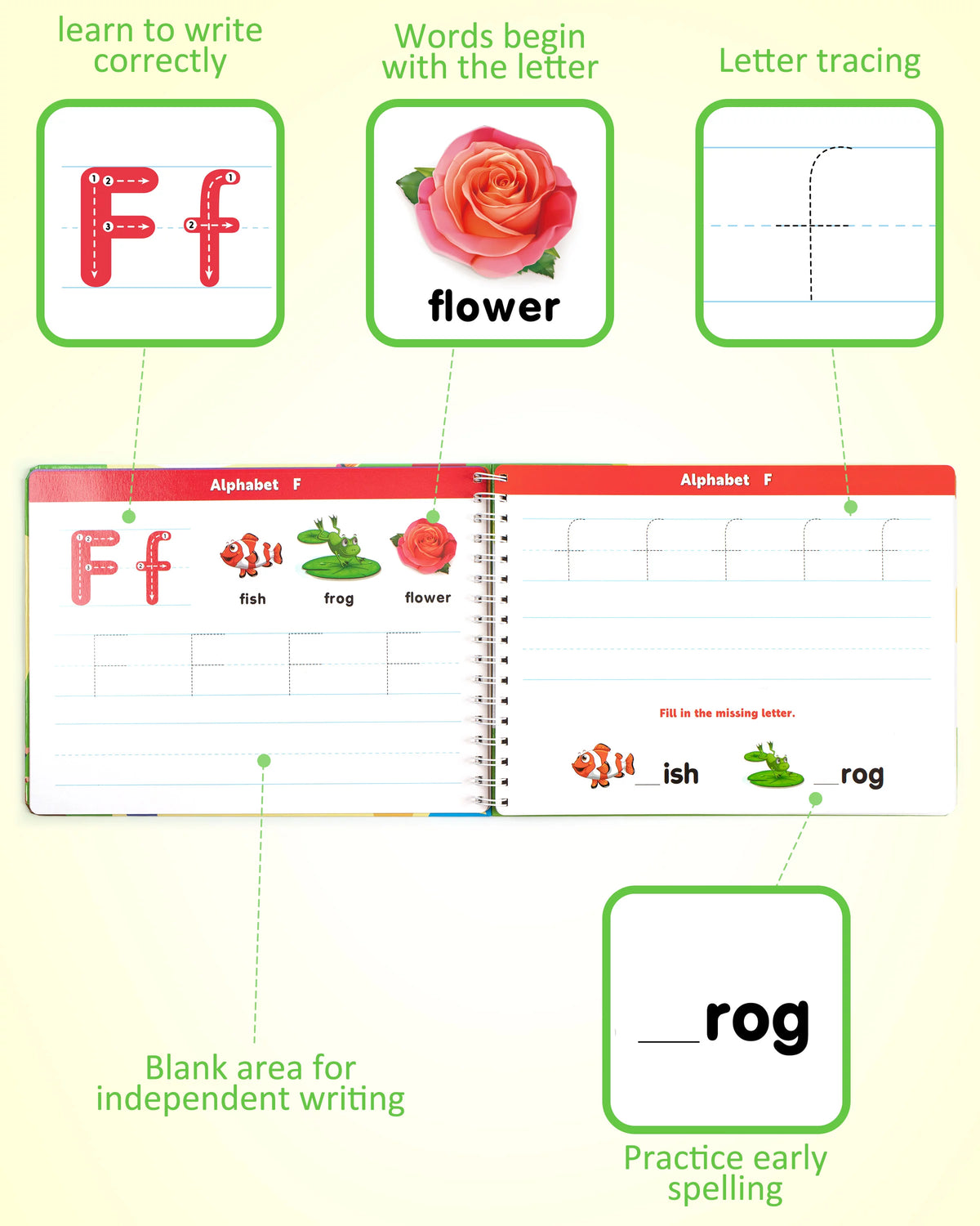Learn to Write Workbook Numbers Letters Practicing Book ABC Alphabet Sight Words Handwriting Educational Toy U943