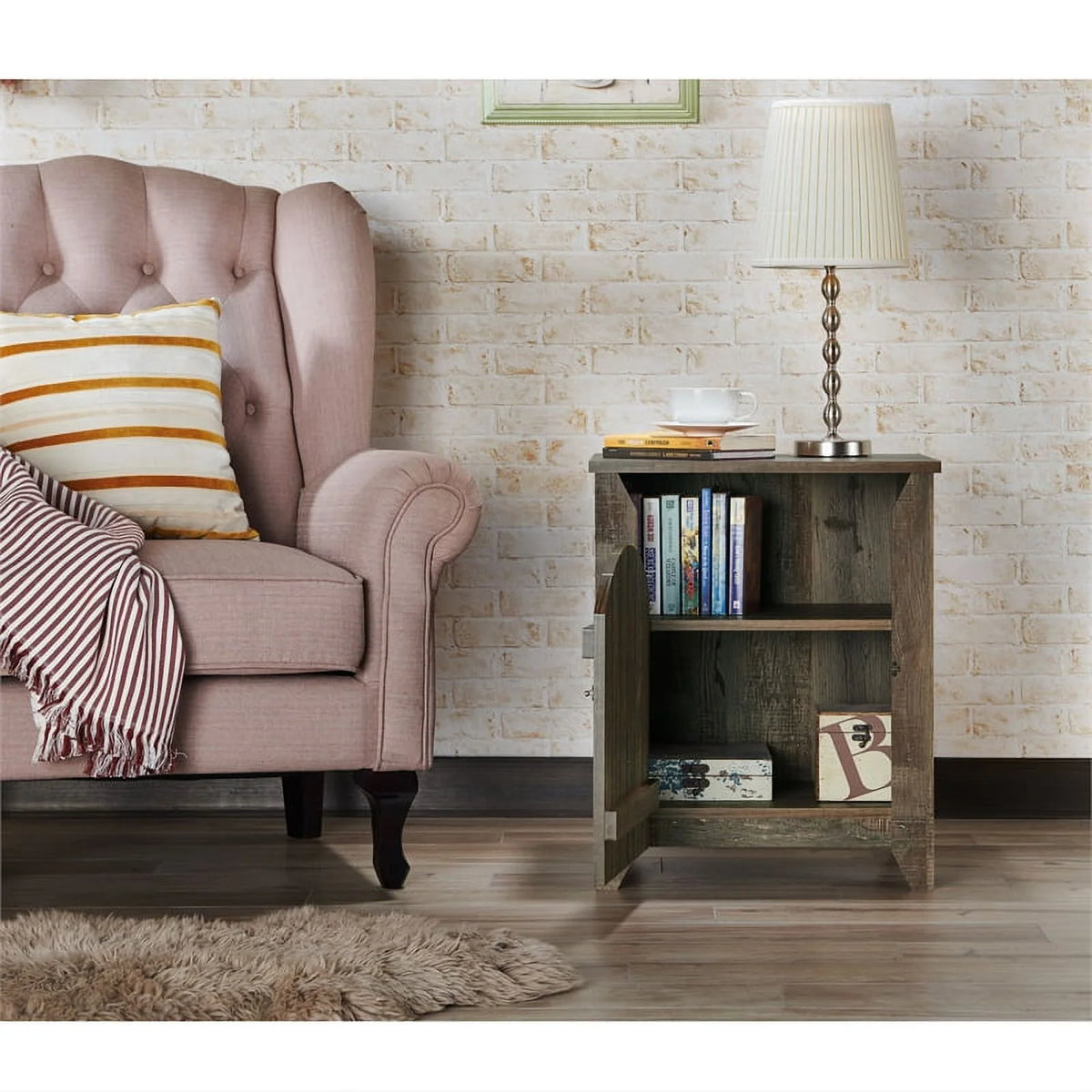 2-Shelf Farmhouse Wood End Table L9112