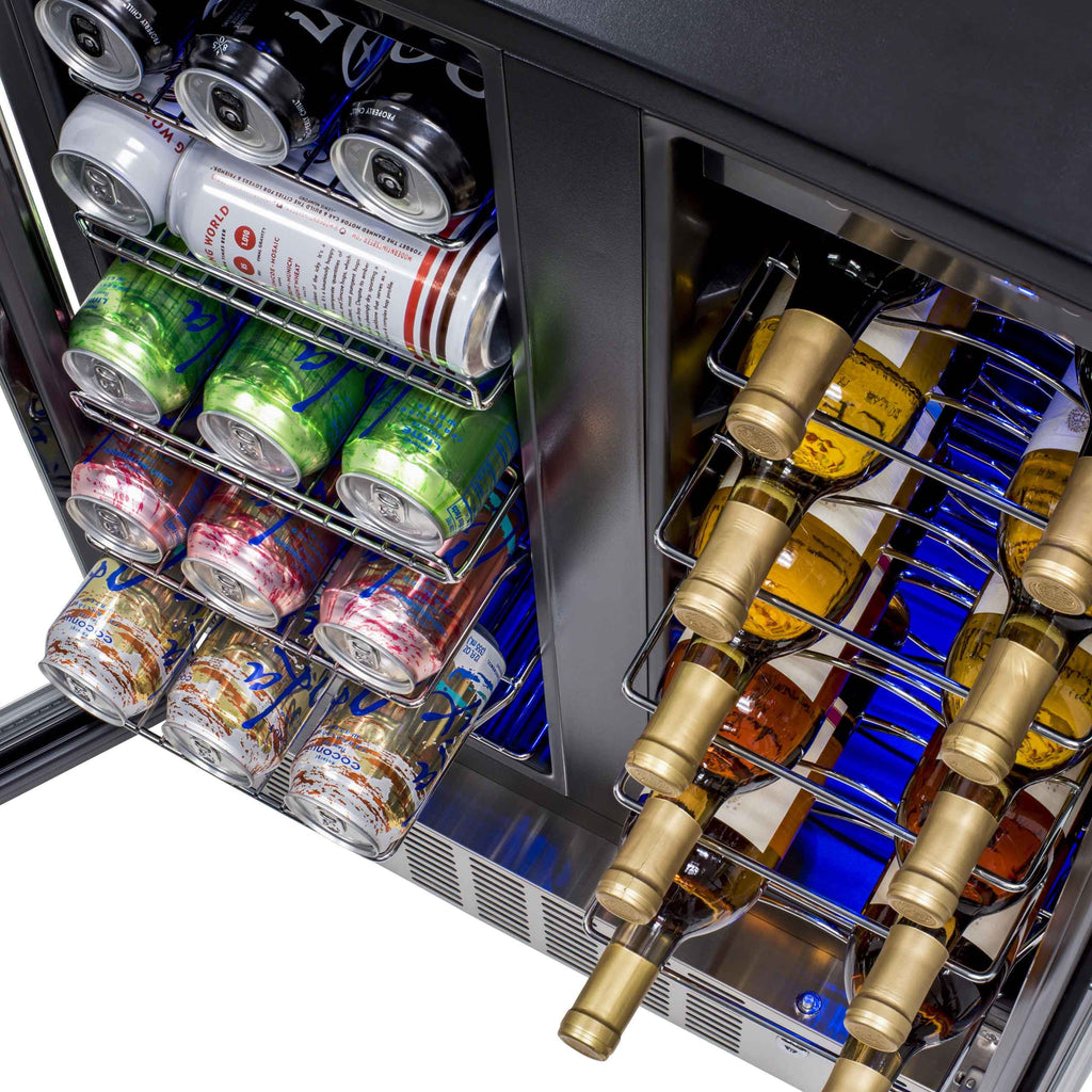 18 Bottle 60 Can Dual Zone Stainless Steel Wine and Beverage Refrigerator O360071