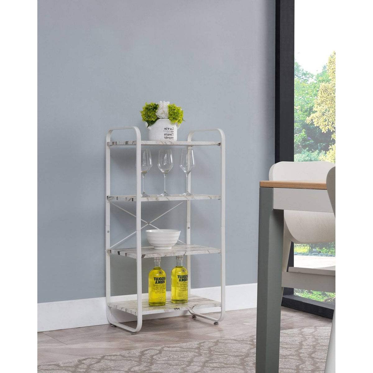 White 4 Tier Freestanding Kitchen Bakers Rack L16451