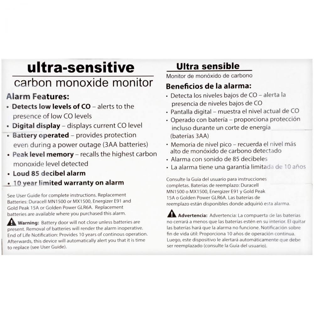 Carbon Monoxide Monitor Battery Powered L73944