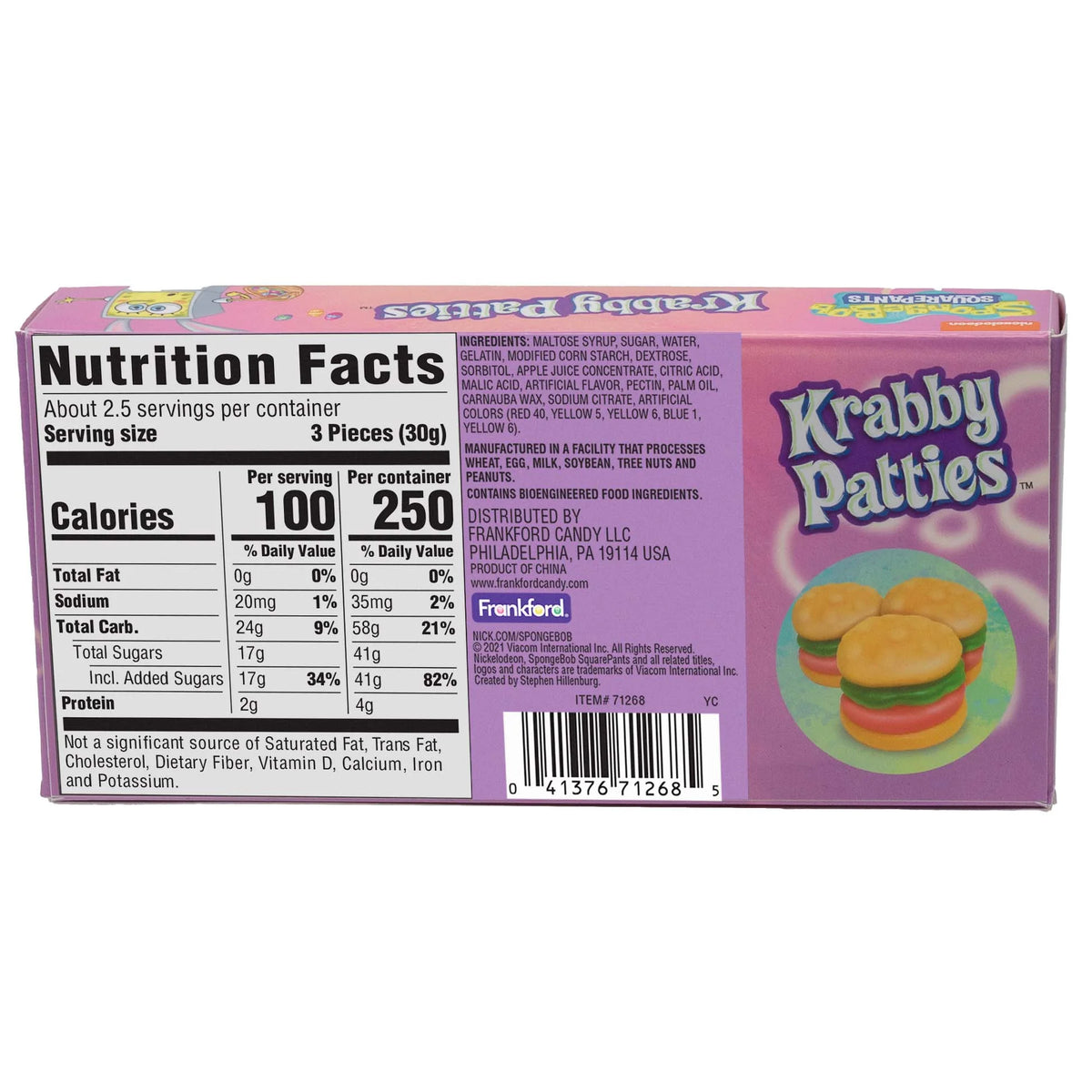 SpongeBob SquarePants Krabby Patties Gummy Candy Box, 2.19oz T591