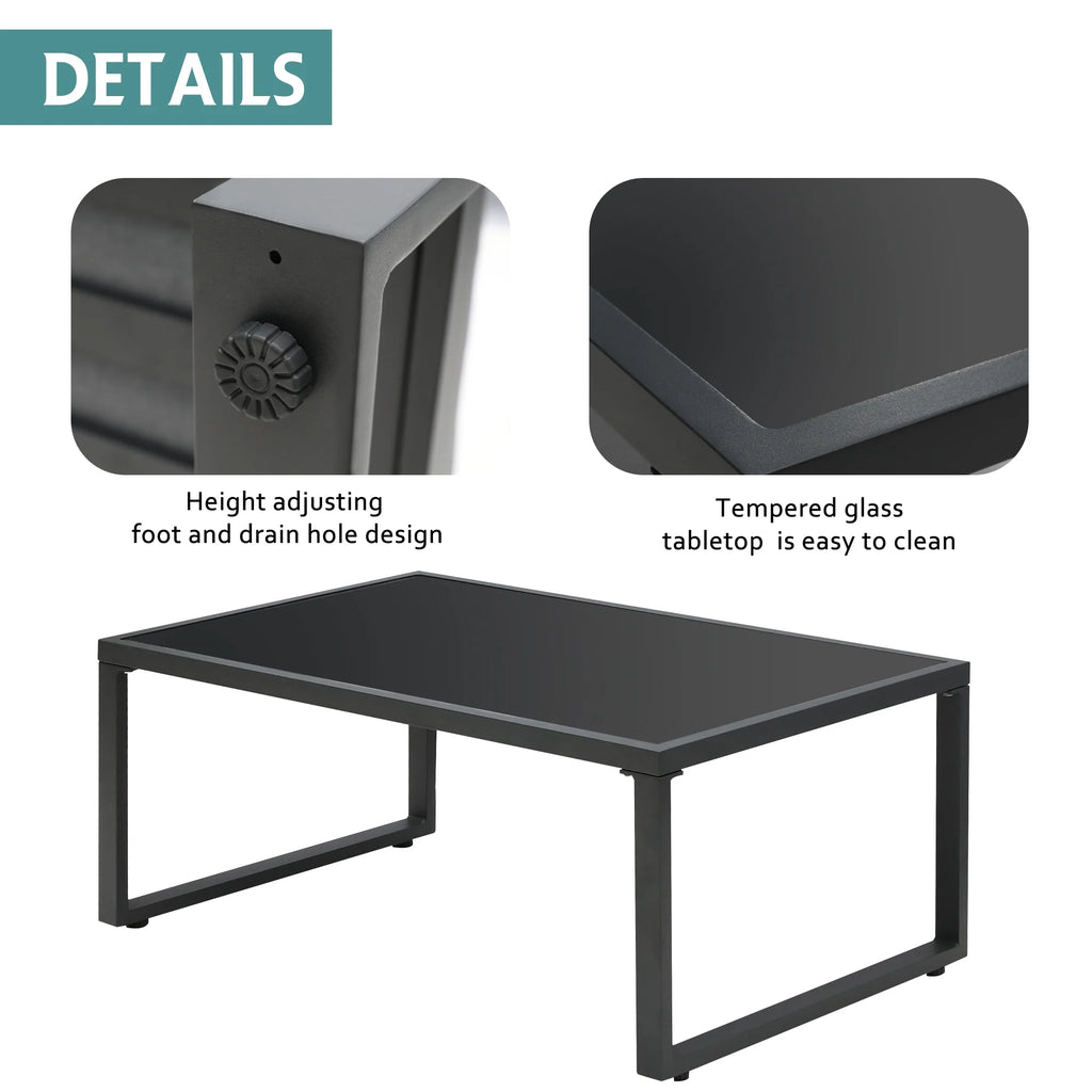 Gray Aluminum Patio Sectional Sofa Set with Table and Ottoman Z225922