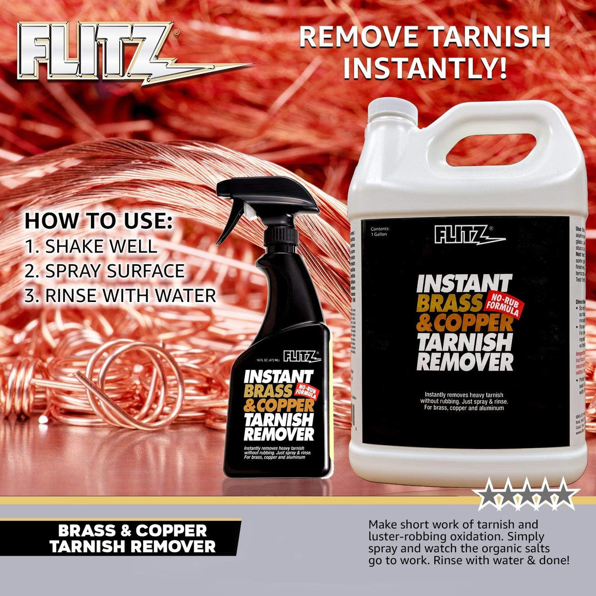 Brass and Copper Tarnish Remover, 16 oz Spray Pack of 2 E445