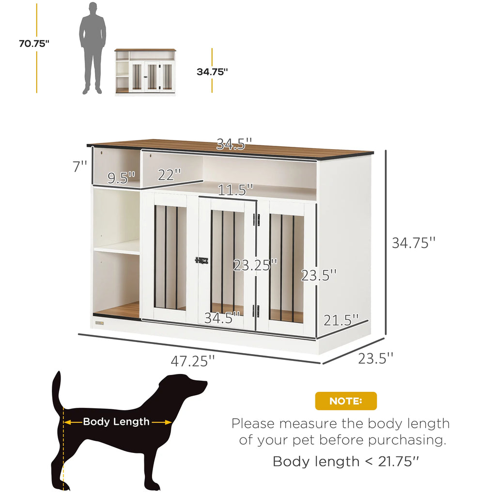 White Dog Crate Furniture with Storage Q649