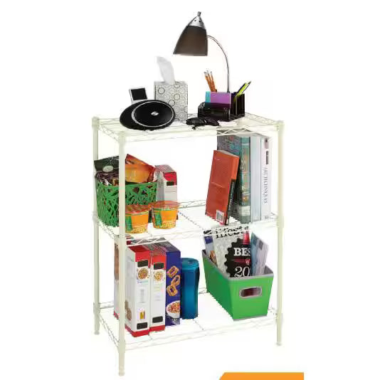 Black 3-Tier Rolling Wire Shelving Unit F1142