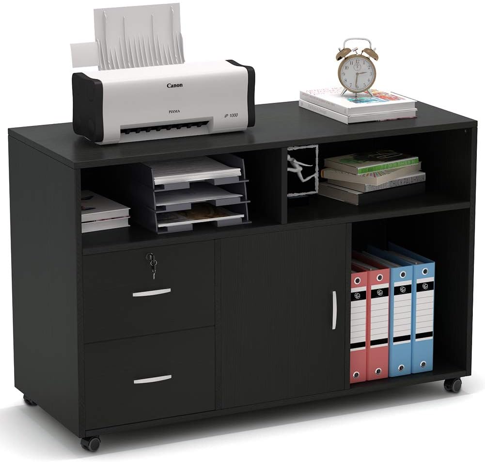 White 2 Drawer Wood File Cabinet with Wheels Z45262