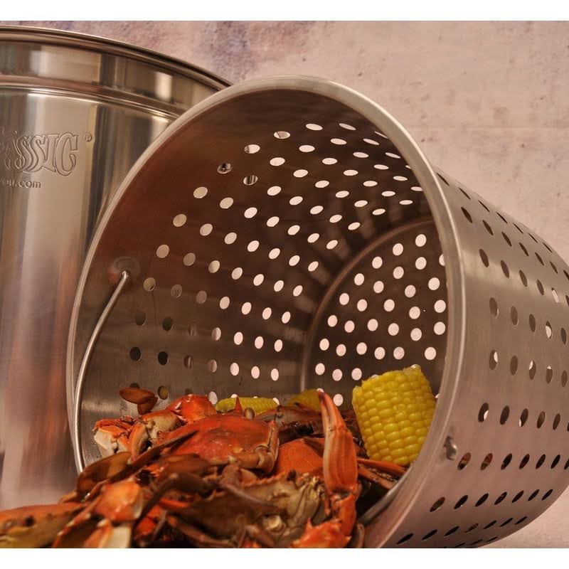 36 Quart Stainless Steel Stockpot with Lid & Basket F9107