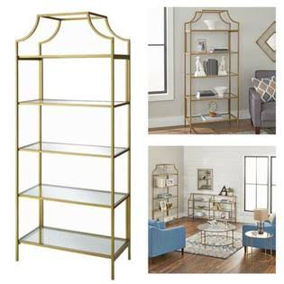 5 Tier Glass Metal Bookcase V3538
