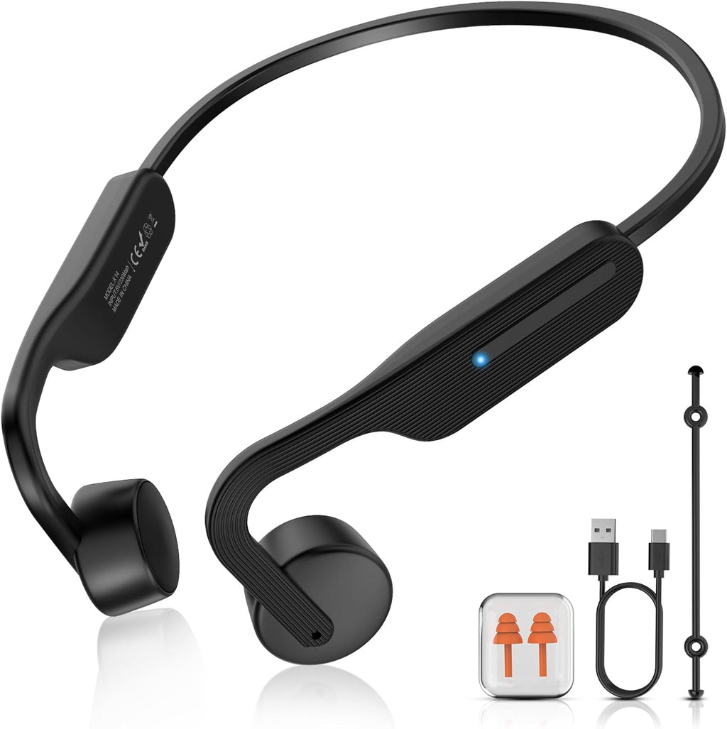 Bone Conduction Wireless Bluetooth 5.3 Open Ear Headphones with Mic, IPX6 Waterproof T858