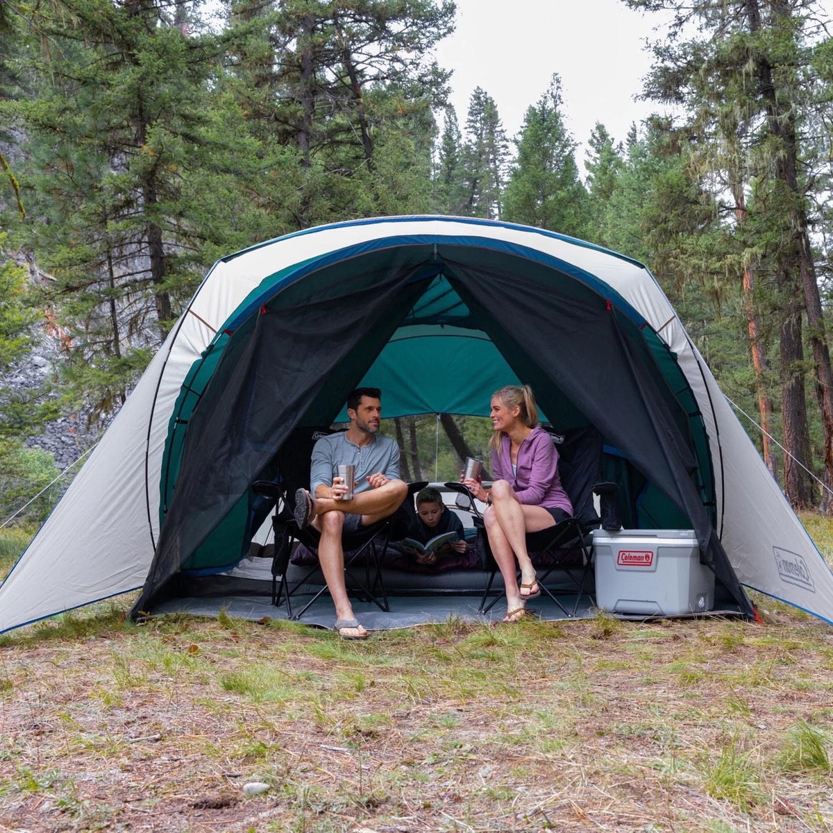 4 Person 2 Room Green Cabin Tent J35228