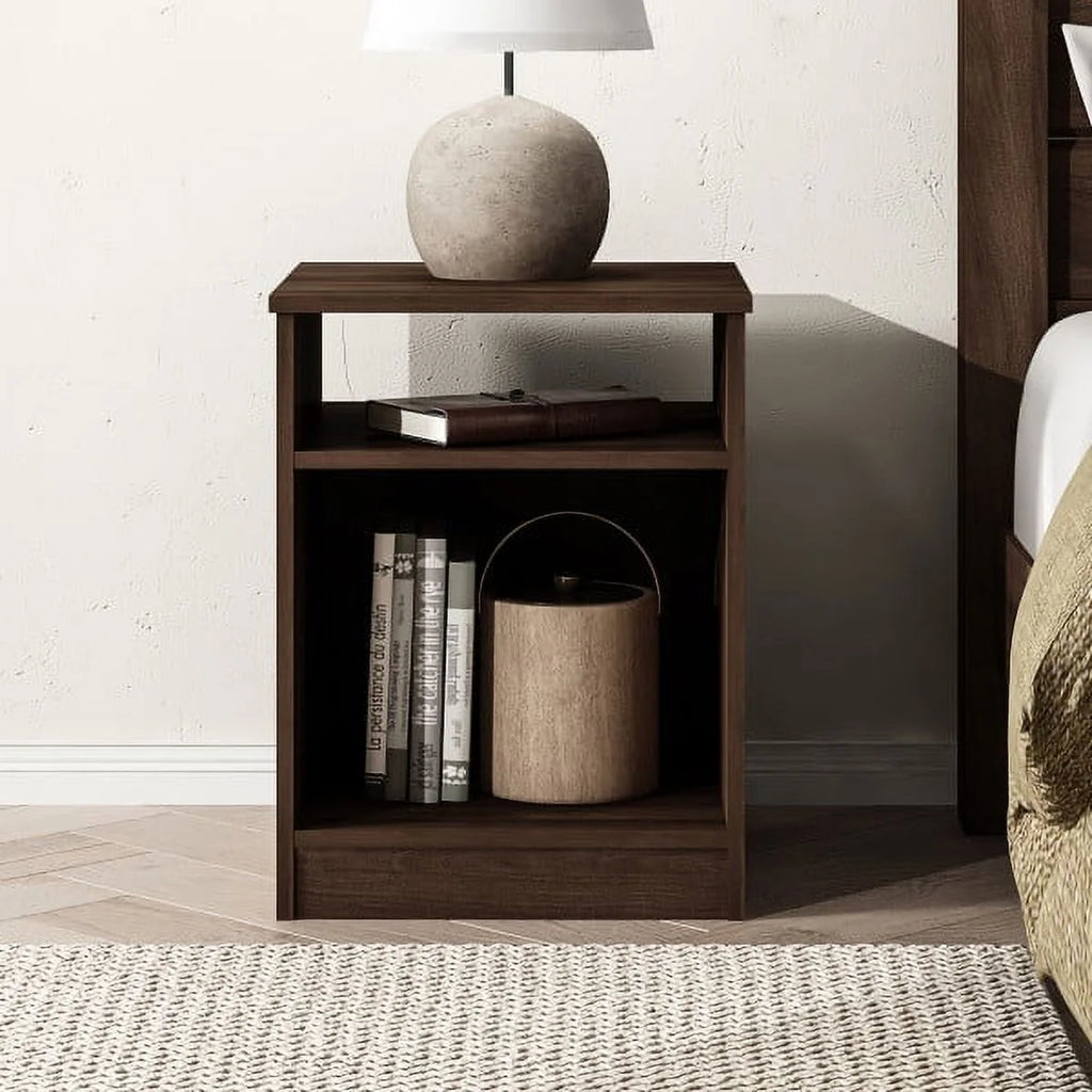White Open Shelf Nightstand V7619