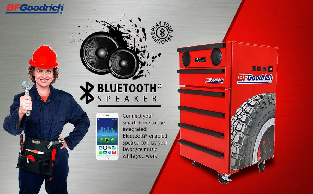 1.8 Cu ft Tool Chest Fridge with Wheels and Speakers J311
