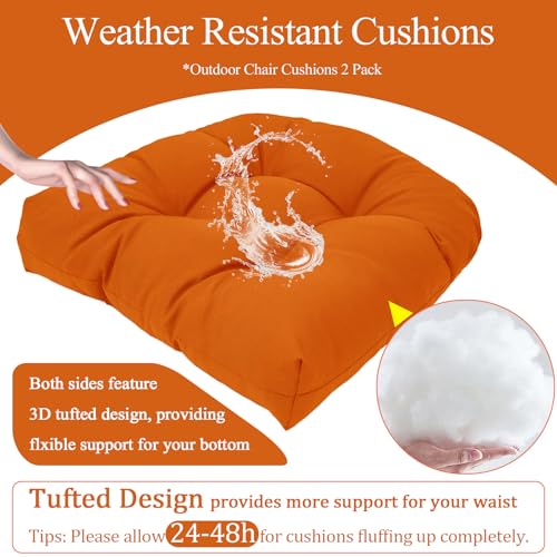 Water-Repellent Outdoor Chair Cushions Set of 2, 19”X19” Tufted Seat Cushions E317989