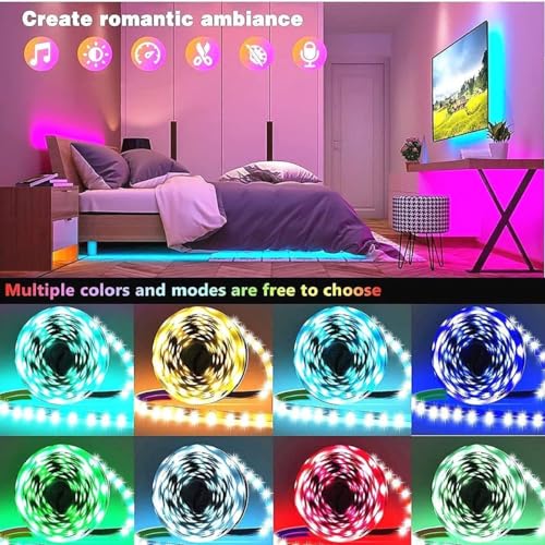 100ft Music Sync Color Changing LED Strip Lights with Remote and App Control D405635