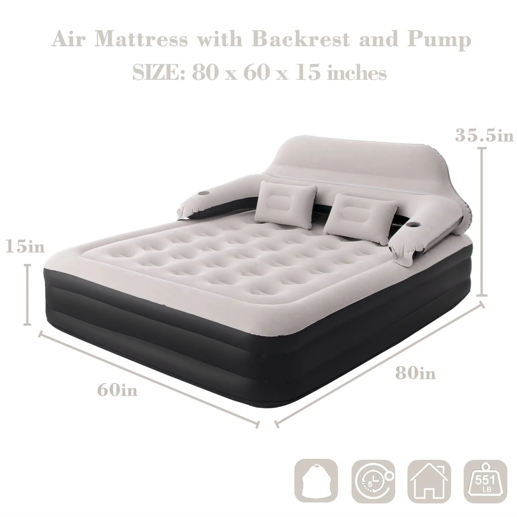 Queen Size 15 Air Mattress with Headboard F723