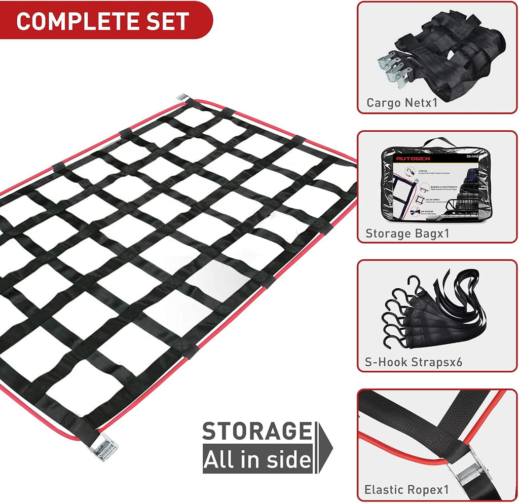 Truck Bed Cargo Net, 57x73, Heavy Duty, 1100LBS Capacity A6377