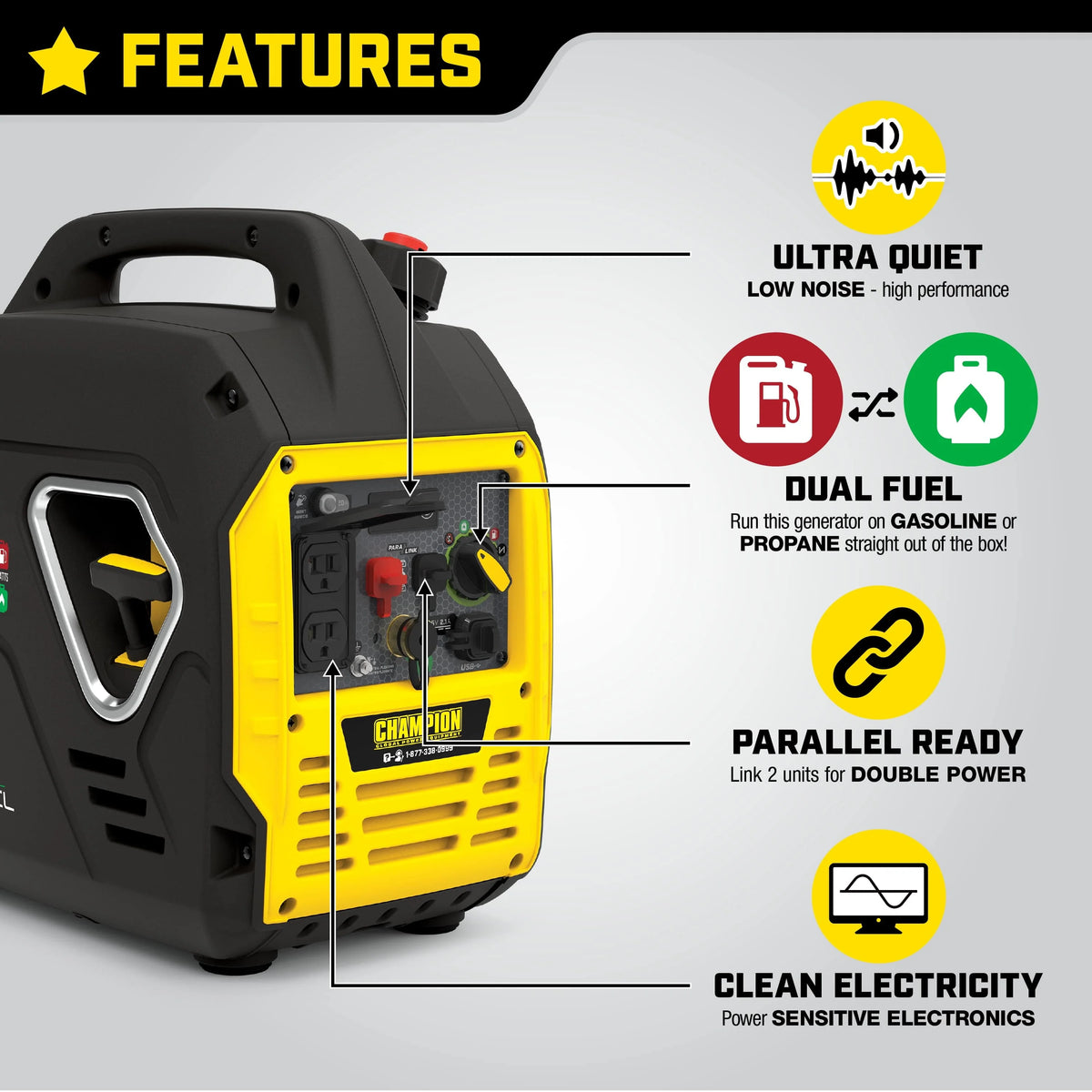 2000 Watt Dual Fuel Inverter Generator G15549