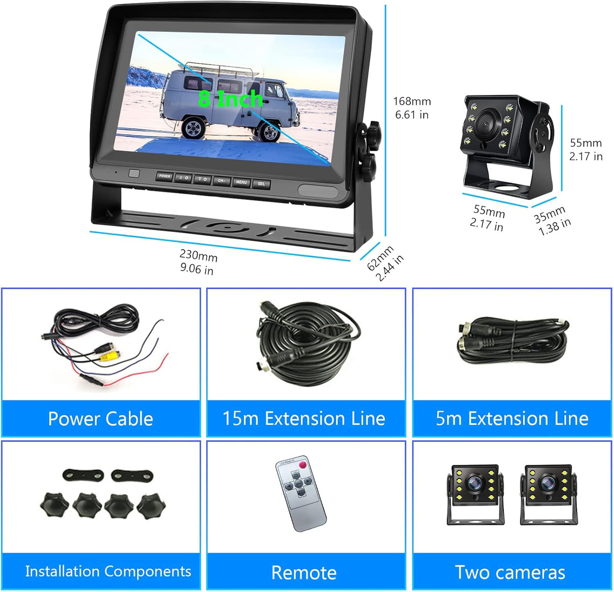 8 Inch LCD Monitor Backup Camera with Rear View System F2851