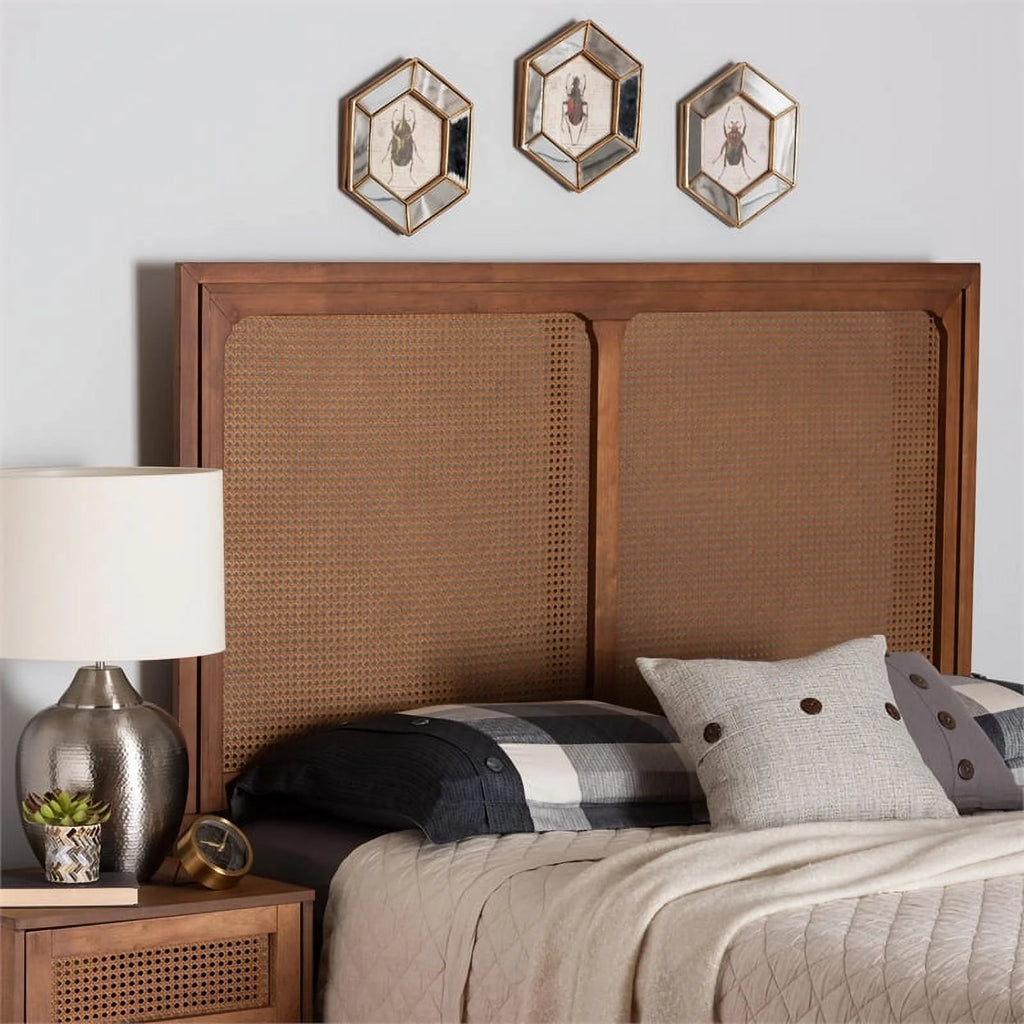 Wood & Rattan King Size Headboard B985
