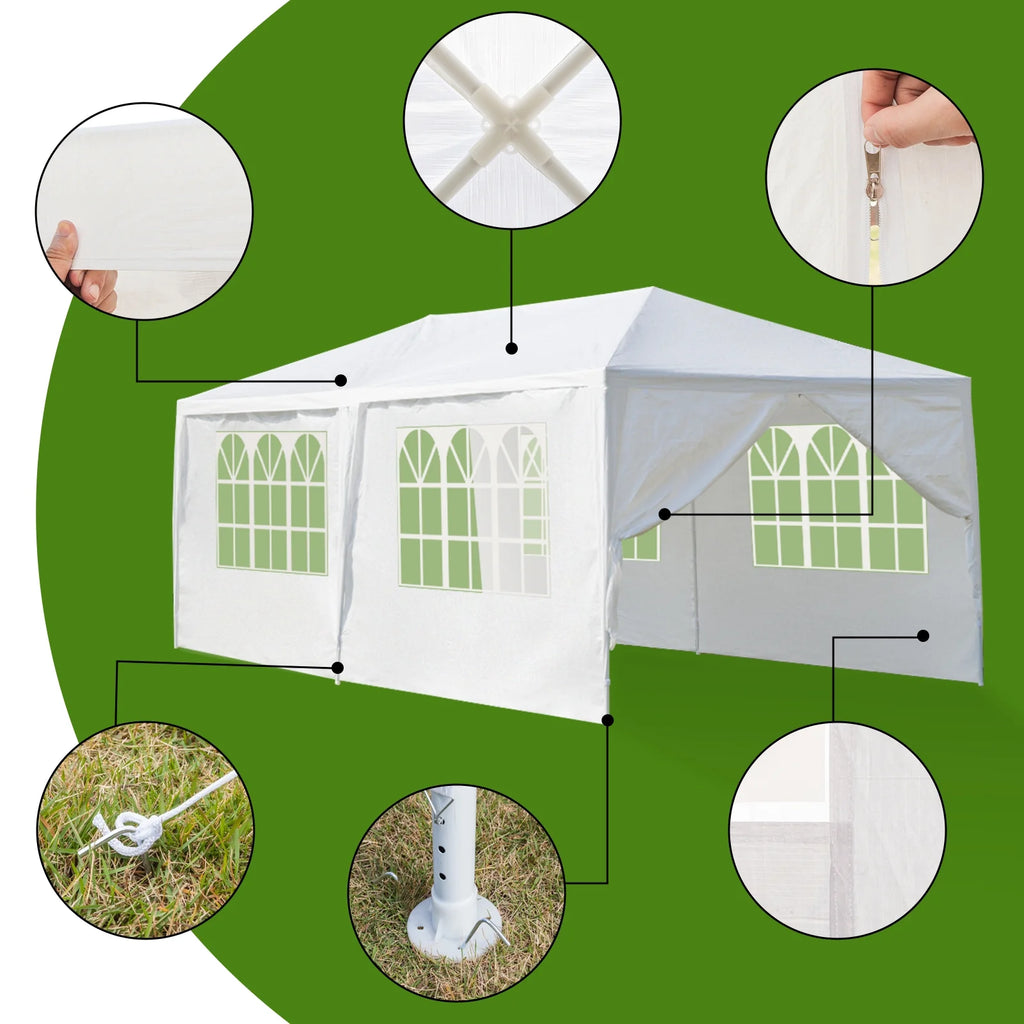 10'x 20' Canopy Tent with 6 Removable Sidewalls White Q175848