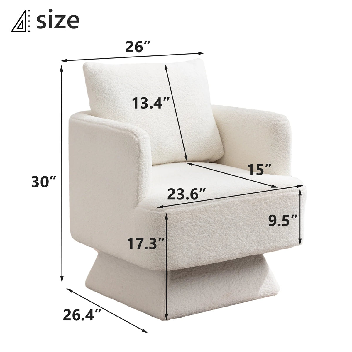 Beige Lamb Wool Swivel Accent Chair Y389