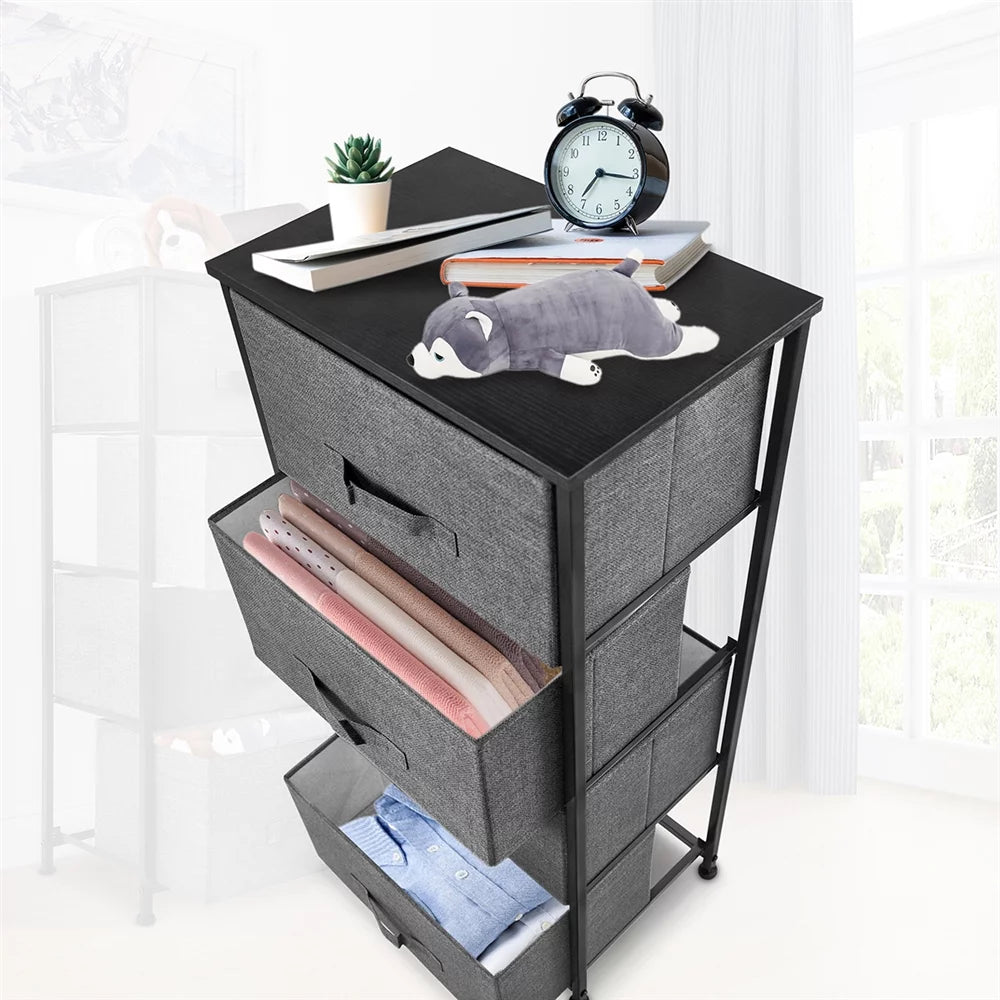 Dark Grey 4 Drawer Fabric Dresser G348651