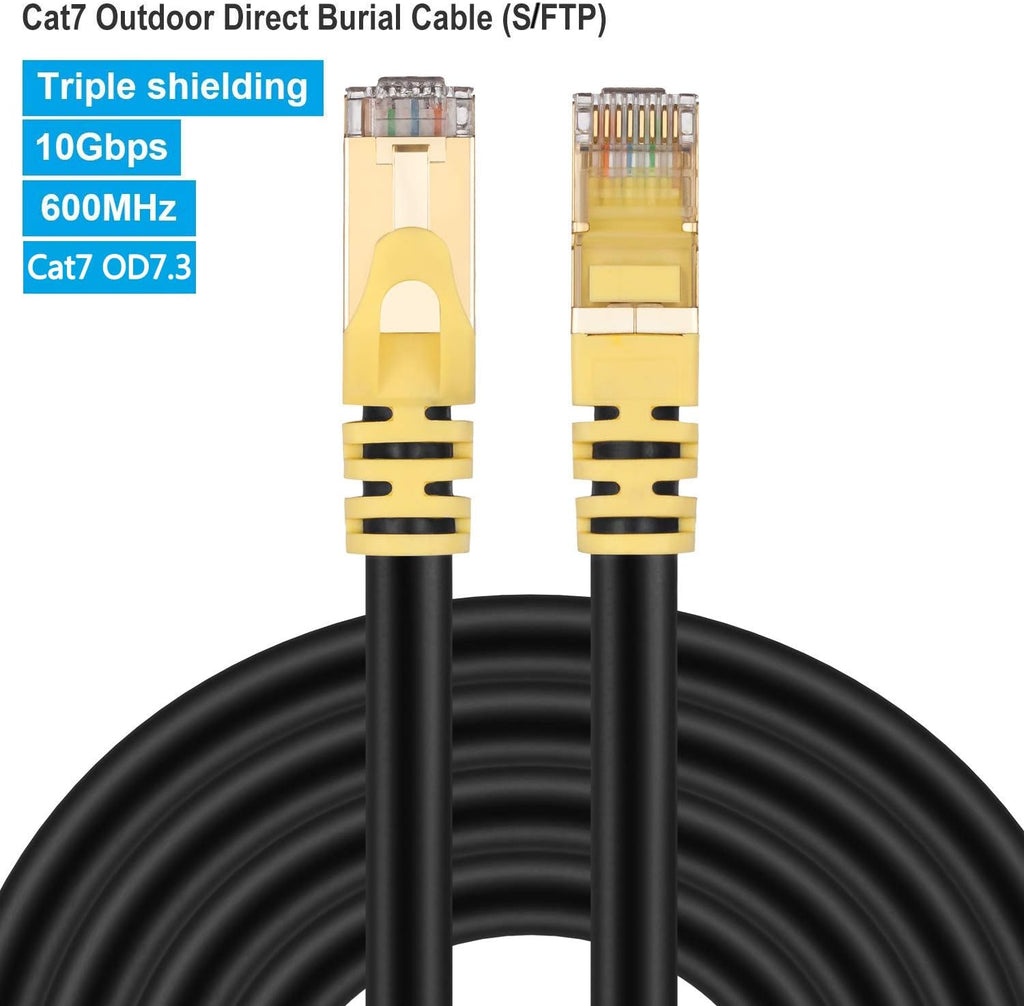 Cat 7 150ft Outdoor Ethernet Cable 26AWG 10Gbps 600Mhz F109