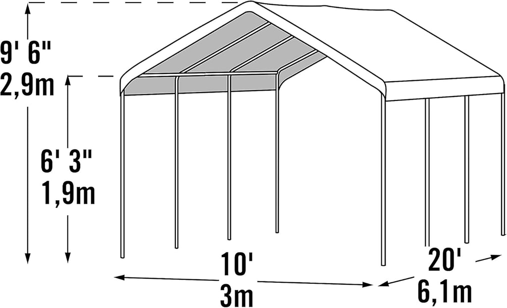 10' x 20' Steel Carport Canopy with Enclosure Kit P31524