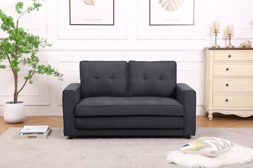Dark Gray Upholstered Convertible Futon Sofa Bed Y967384