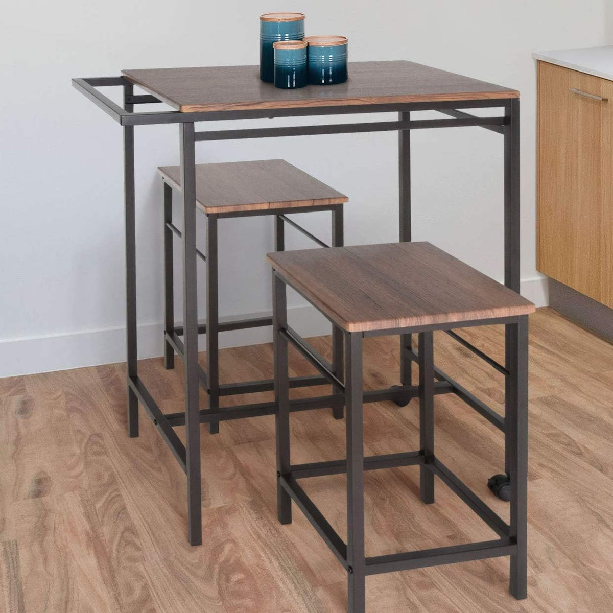 3 Piece Pub Table Set with 2 Stools W6804