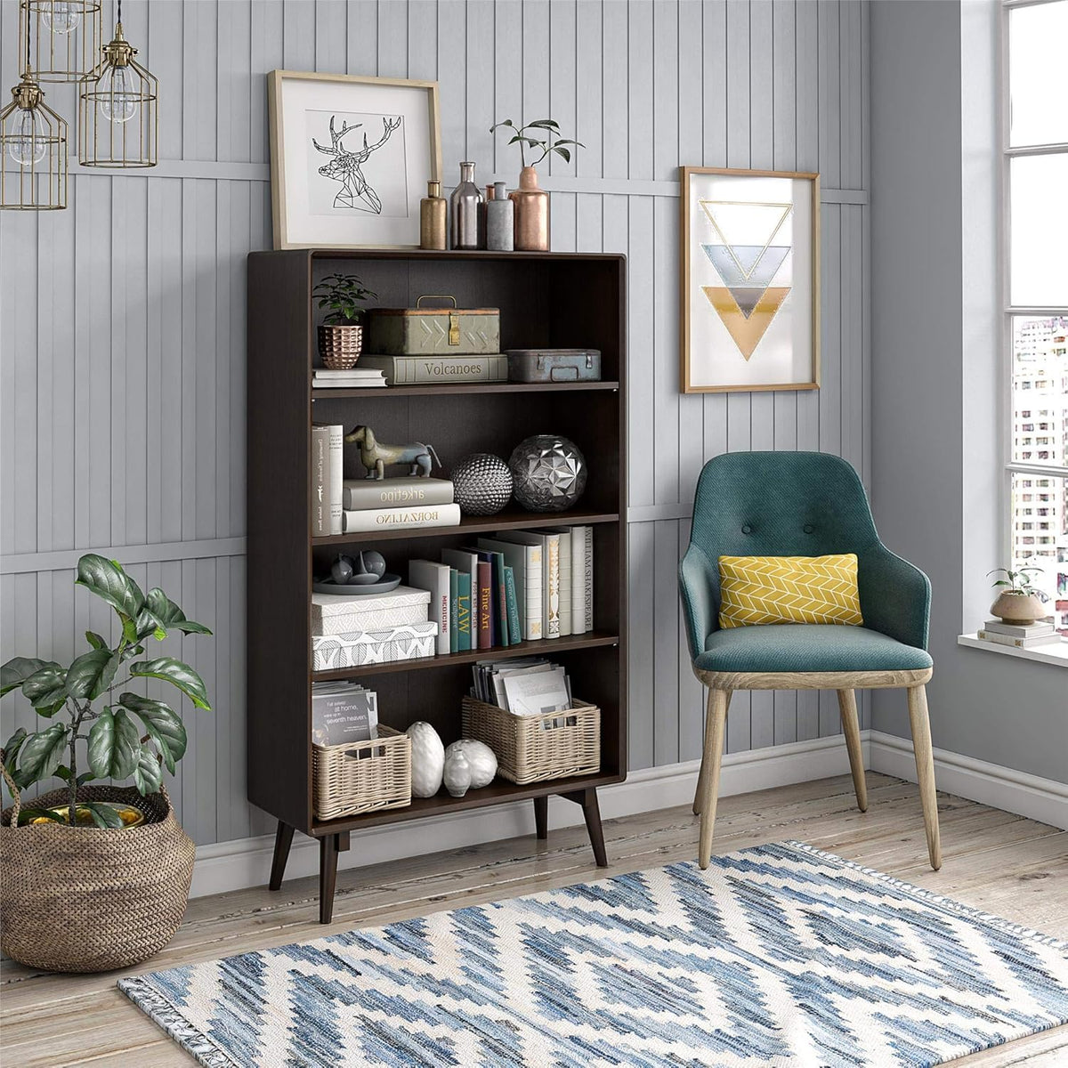 4 Shelf Walnut Bookcase C20248