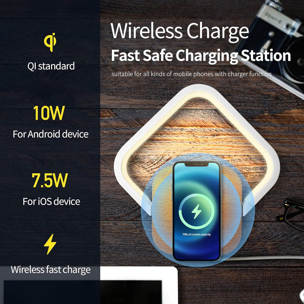 LED Bedside Lamp with Wireless Charger G766