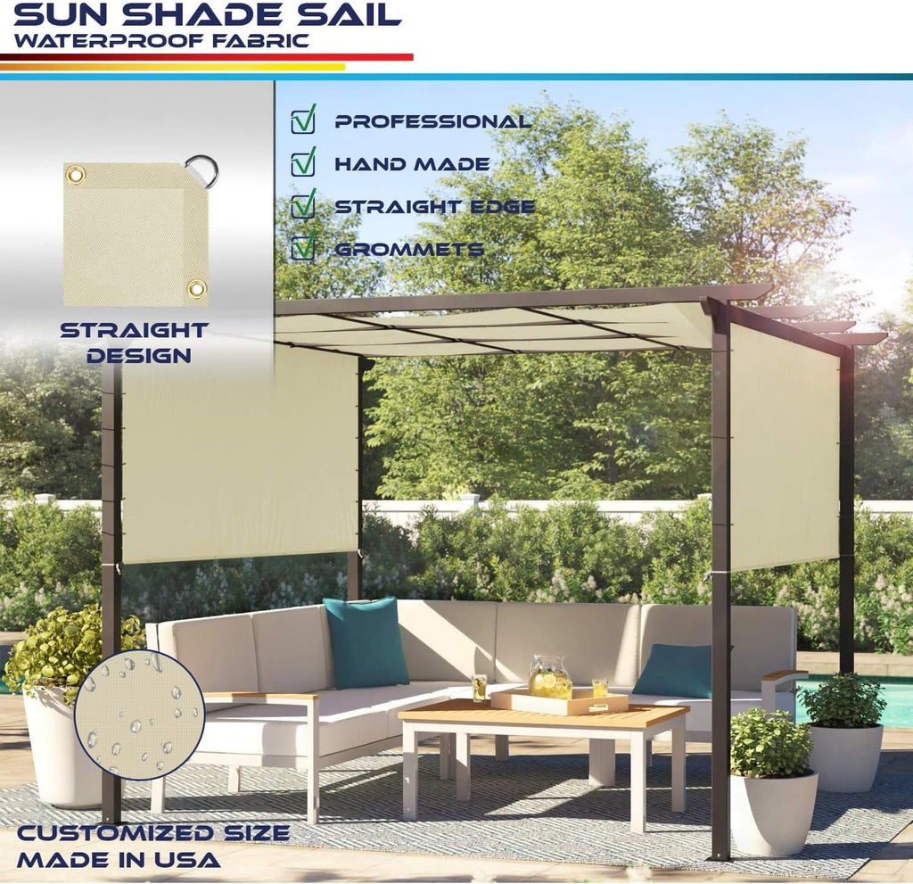 Beige Waterproof Sun Shade Sail Straight Edge Outdoor Canopy Cover X47538