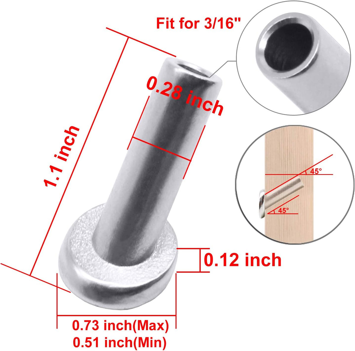 40 Pack 45 Degree T316 Stainless Steel Protector Sleeves T840311